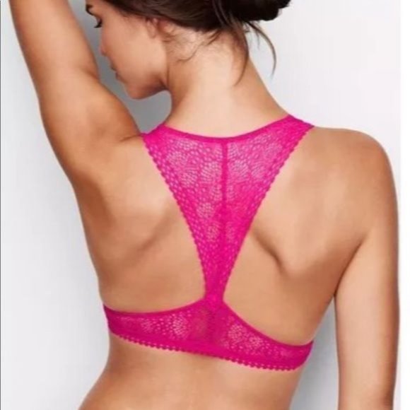 VS Pink Lace Lightly Lined Racerback Bralette XS - Picture 3 of 12